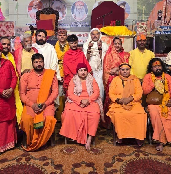 With saints at a spiritual gathering